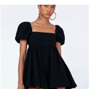 Princess Polly Black Puff Sleeve Mini Dress